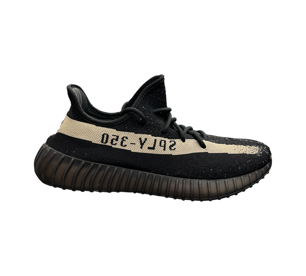 Genesis Boutique pre-owned Yeezy 350 Oreo sneaker in black Primeknit with a white side stripe and Boost sole