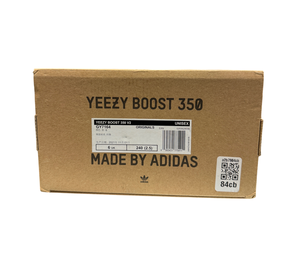 Genesis Boutique cardboard shoebox for Yeezy Boost 350 V2 Dazzling Blue sneakers with product label
