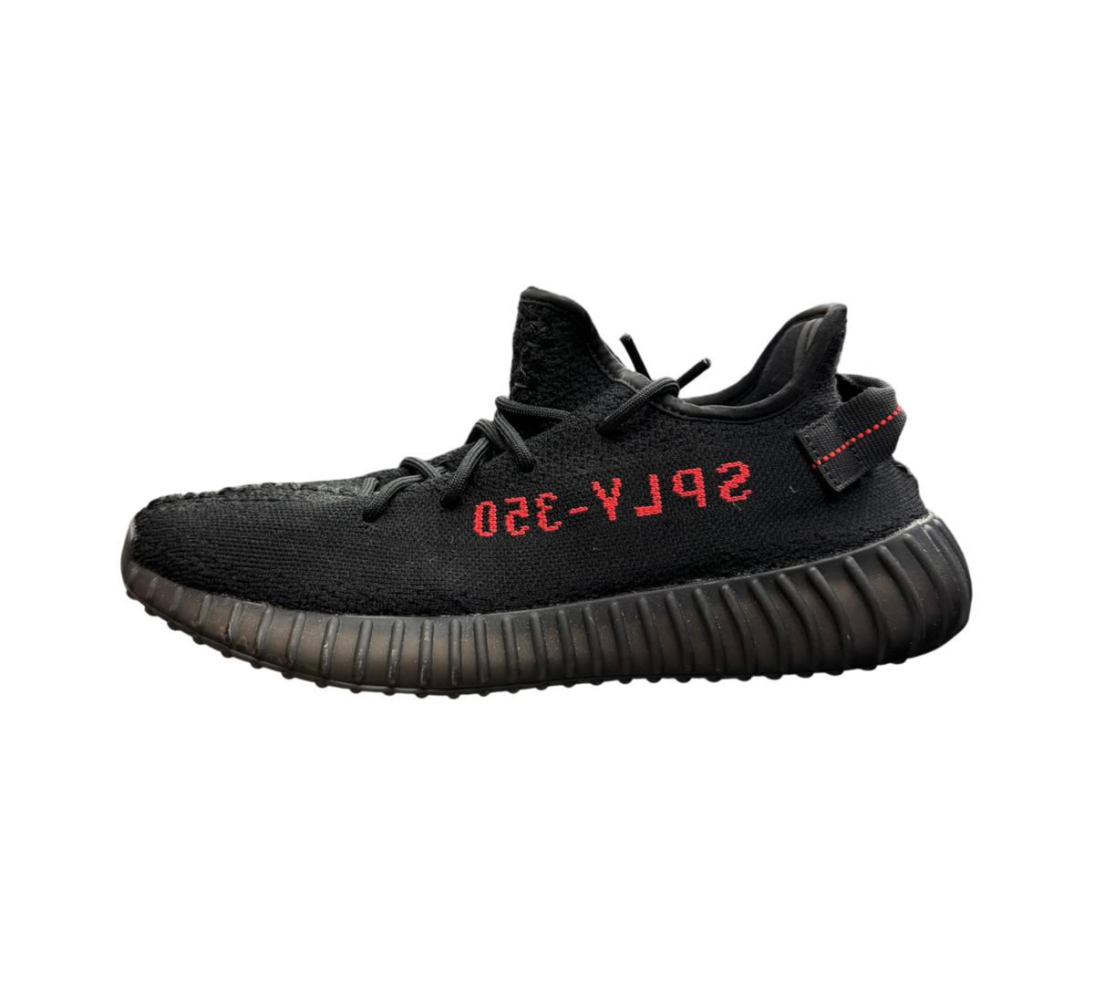 Genesis Boutique pre-owned Yeezy 350 V2 Bred sneakers in black Primeknit with red SPLY-350 text and heel tab detail