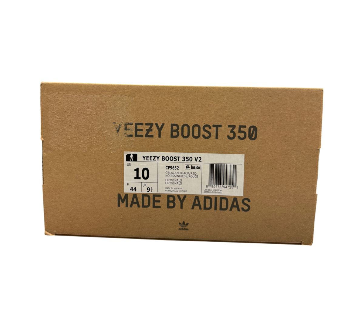 Genesis Boutique Yeezy Boost 350 V2 Bred shoe box with size 10 label and Adidas branding