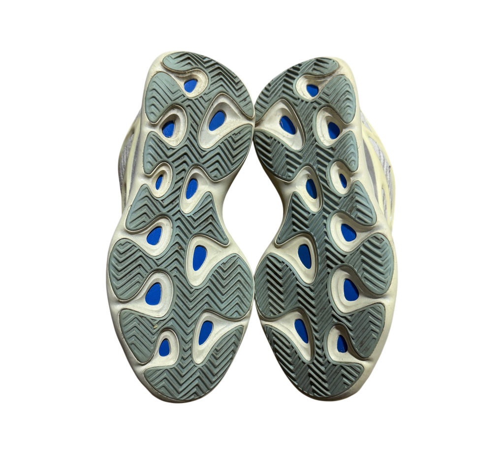 Genesis Boutique used Yeezy 700 Azael sneakers showing the cream and blue patterned rubber outsoles