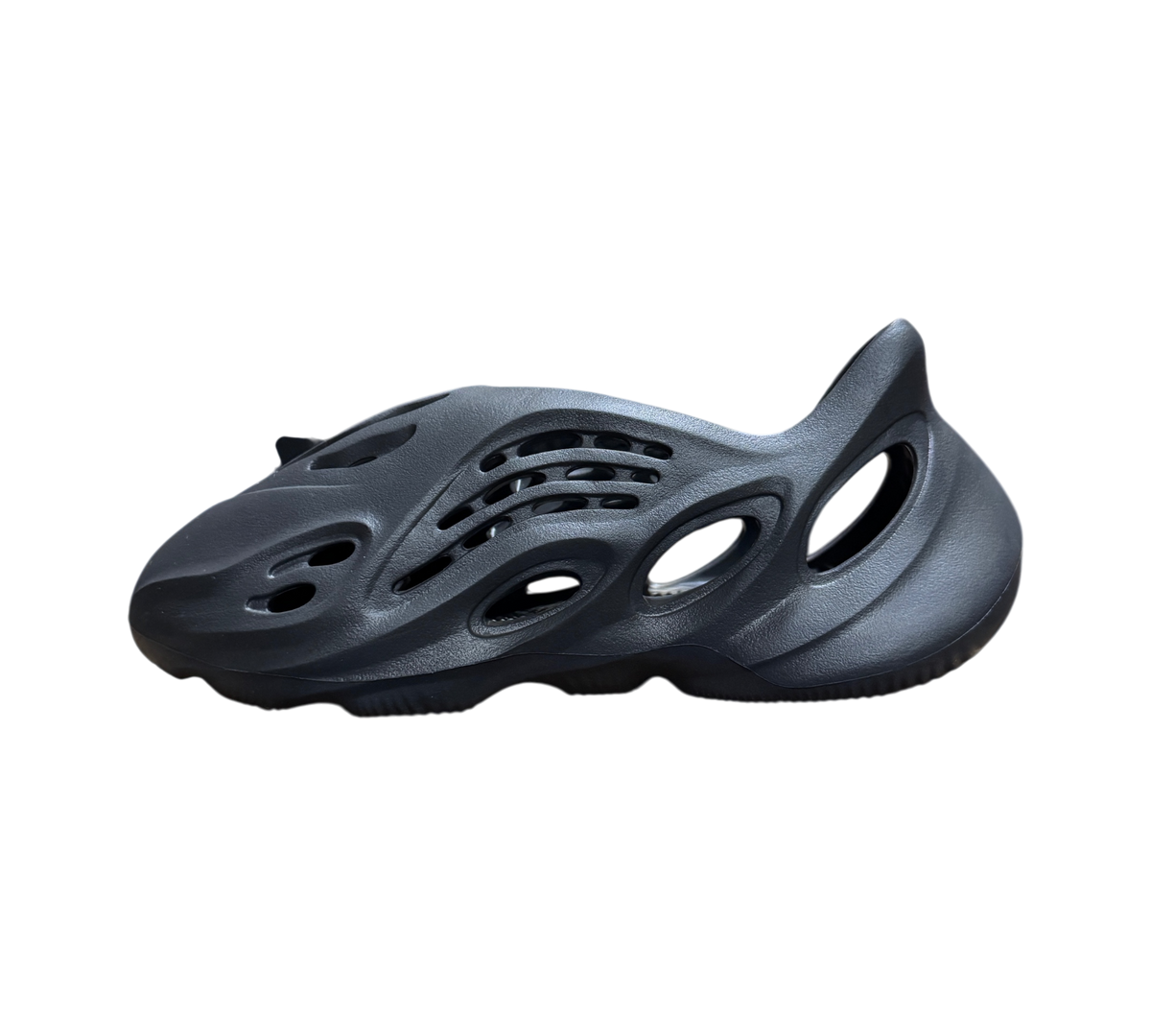 Genesis Boutique Yeezy Foam Runner Onyx slip-on shoe in black featuring a unique sculpted EVA foam design